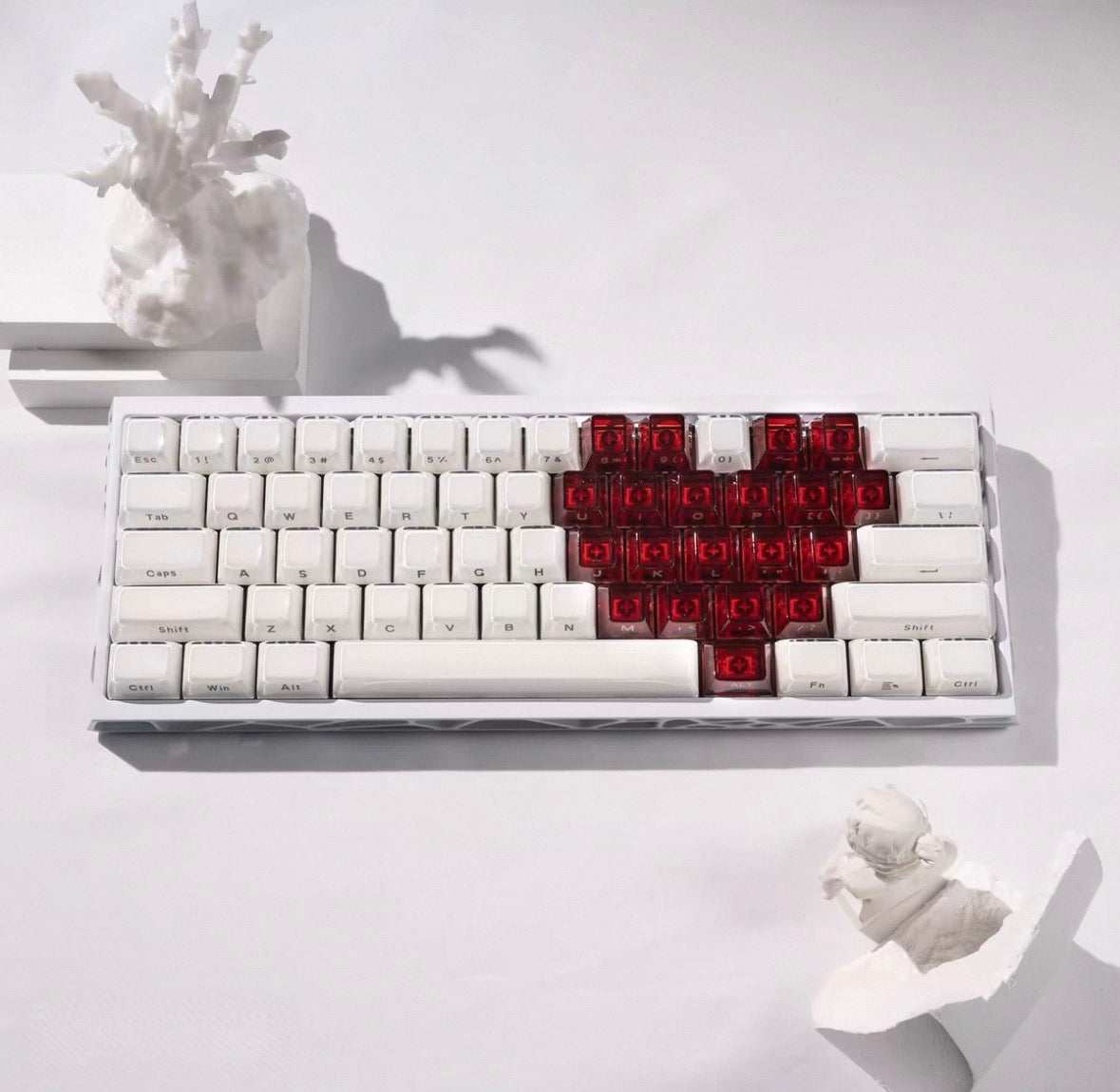 Crystal Jelly Heart Keycaps